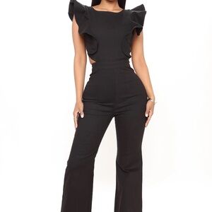 Fashion Nova Black Denim Jumpsuit